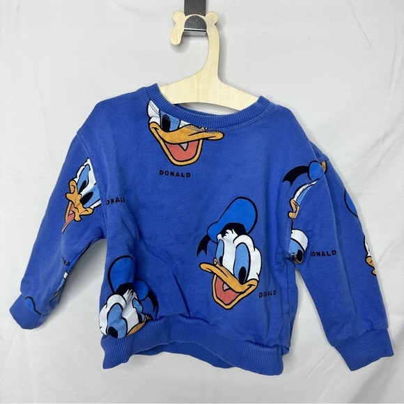 [KID] ZARA Baby Sweater 12–18M Blue Donald Duck | 100% Cotton Knit - Picture 4 of 7